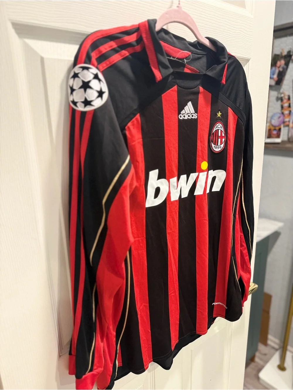 Vintage Adidas AC Milan 2006 2007 UCL Home Jersey Long Sleeve XL